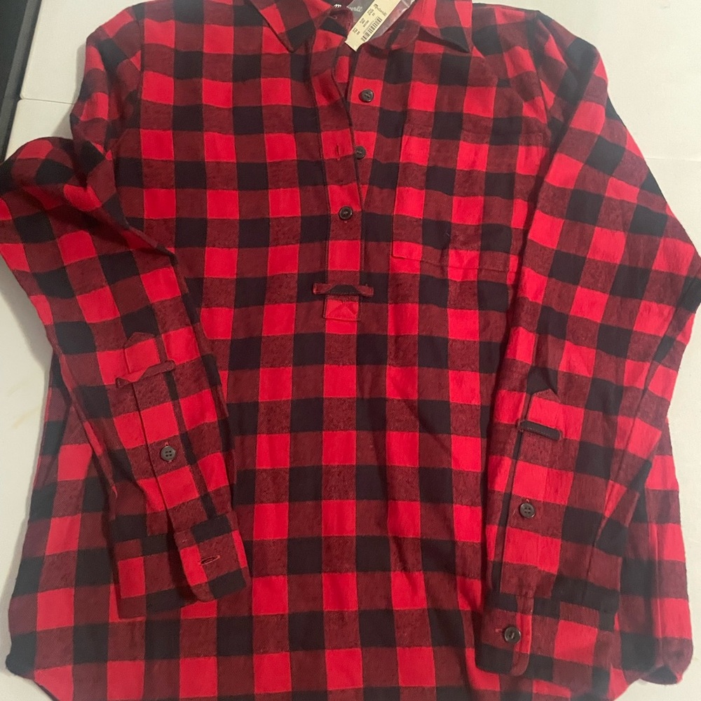 Madewell Red and Black Plaid Women's Blouse